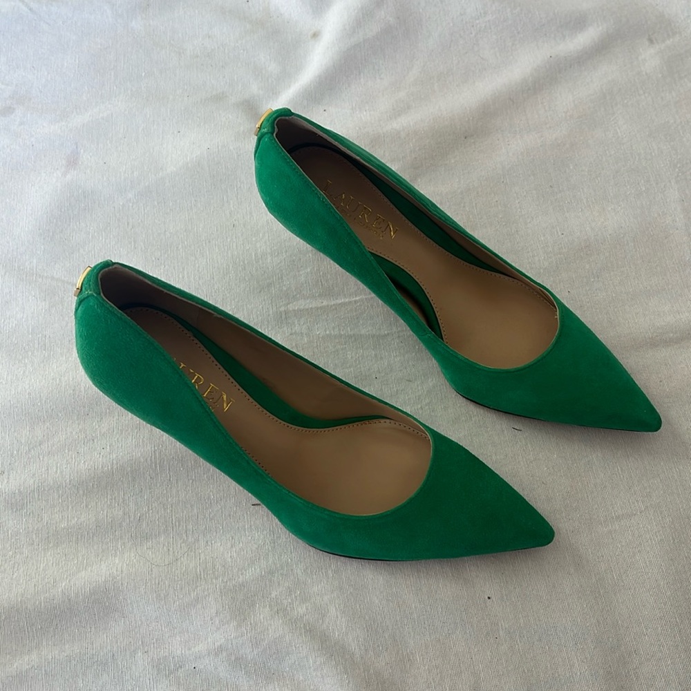 Ralph Lauren Emerald Green Suede Heels